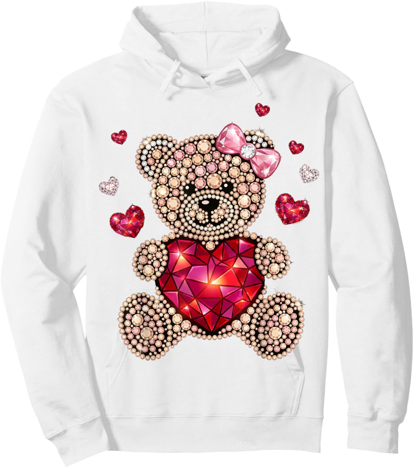Cute Teddy Bear Women Valentines Day Shirt Girl Coffee Heart Hoodie - Hoodie | White