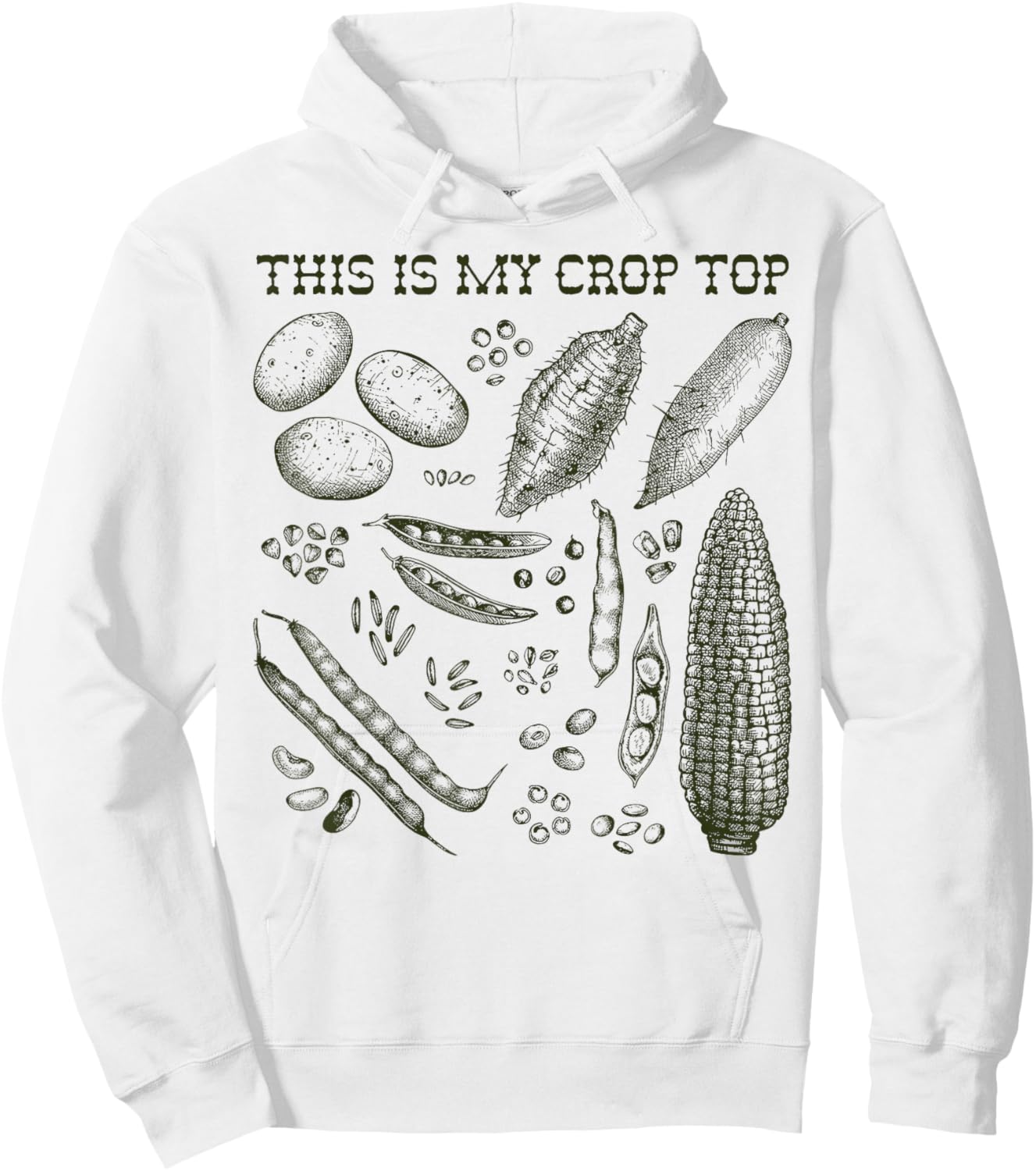 This is My Crop Top Funny Gardening Pun Vegetable Art Hoodie - Hoodie | White