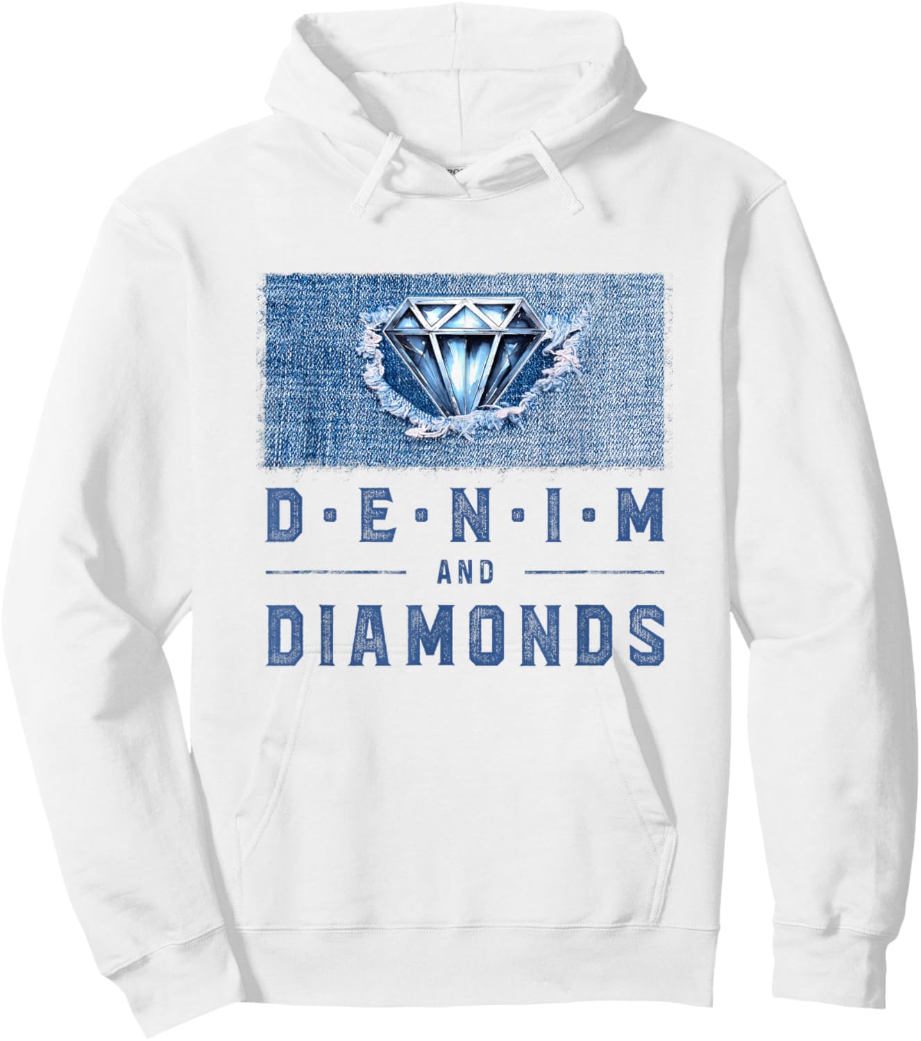 Denim and Diamonds Western Girls Night Party Vibes Hoodie - Hoodie | White