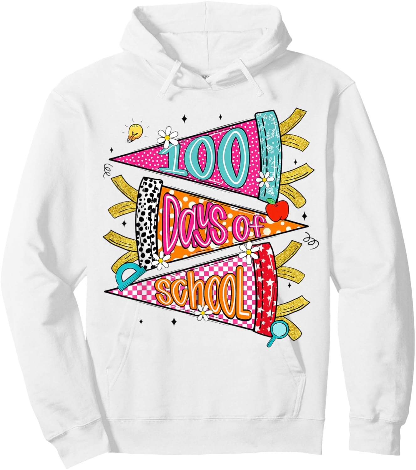 Cute 100 Days of School Girl Teacher 100th Day of School Kid Hoodie - Hoodie | White