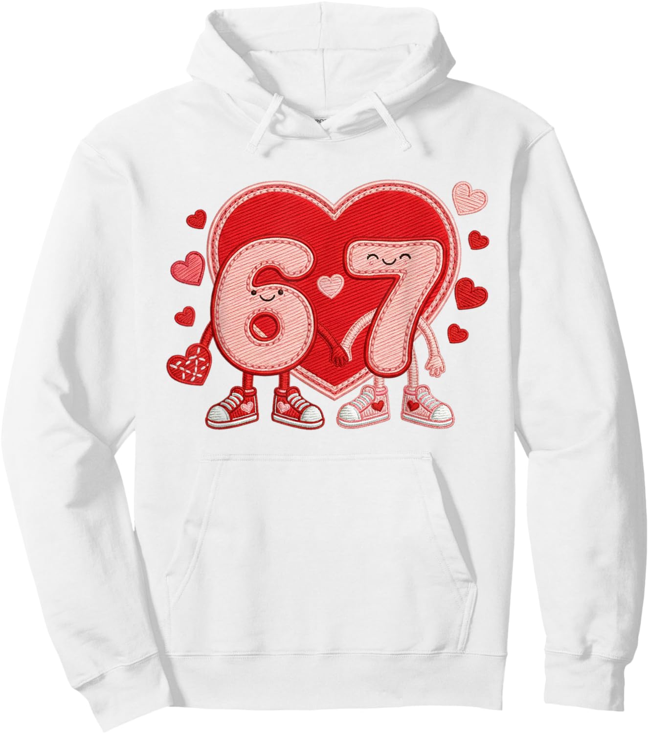 Valentine’s Day 67 Meme Six Seven 6 7 Valentine Heart Couple Hoodie - Hoodie | White