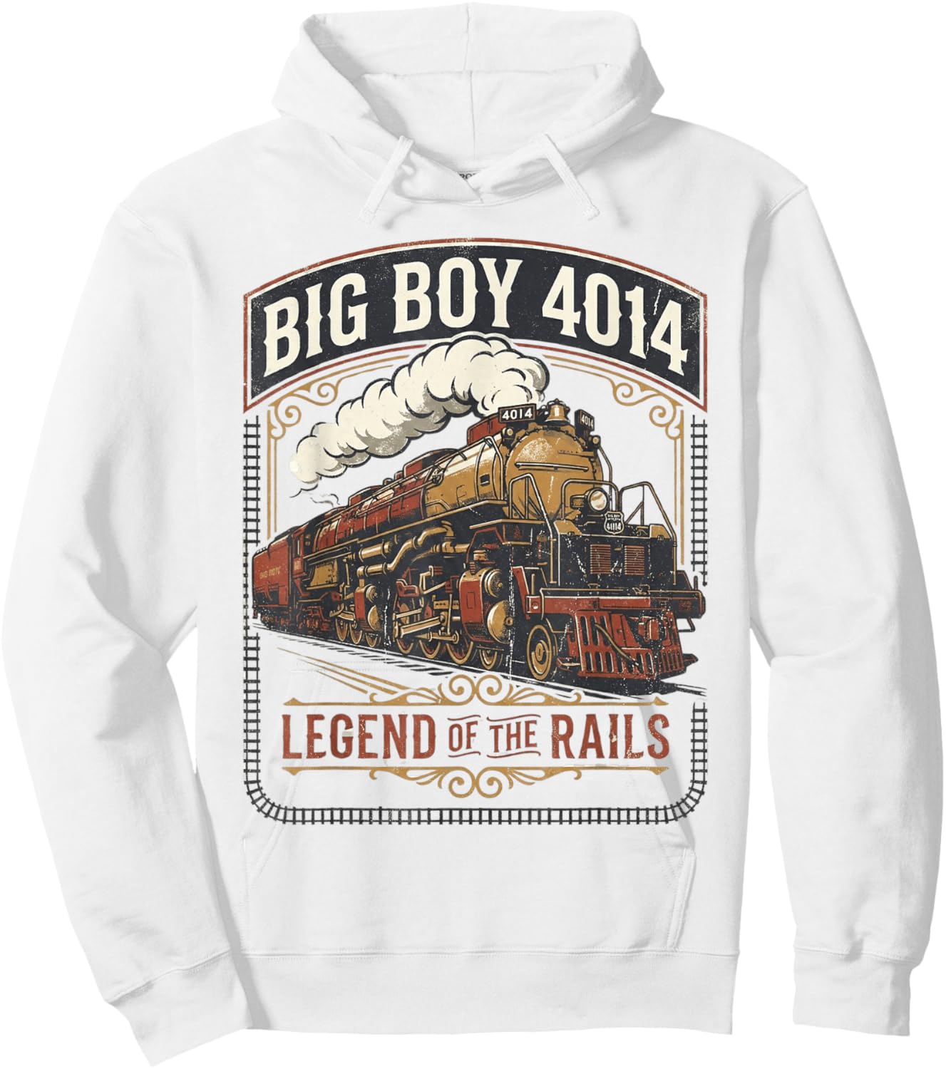 Big Boy 4014 Steam Engine Locomotive Train Vintage Railroad Hoodie - Hoodie | White