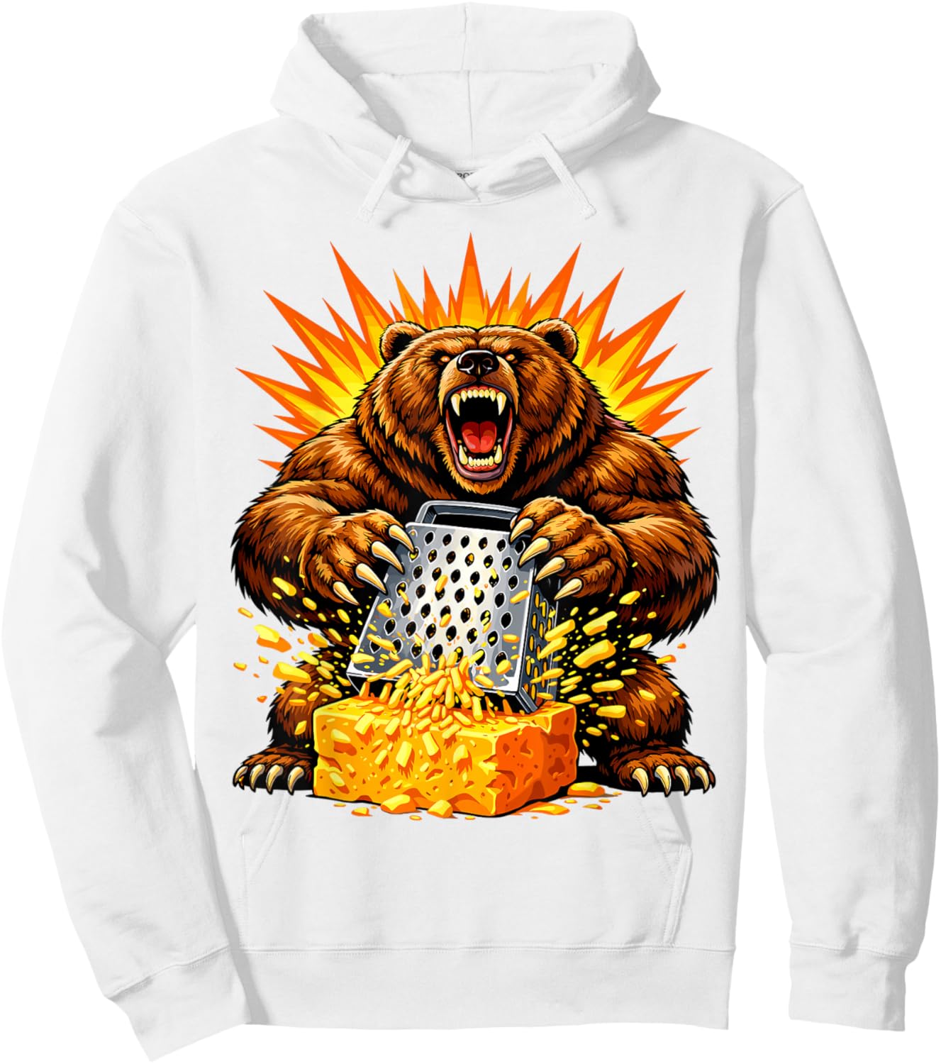 Angry Bear Grating Cheese Grater Hater Hoodie - Hoodie | White