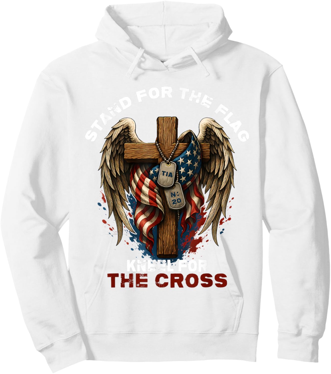 Stand for The Flag Kneel for The Cross Hoodie - Hoodie | White