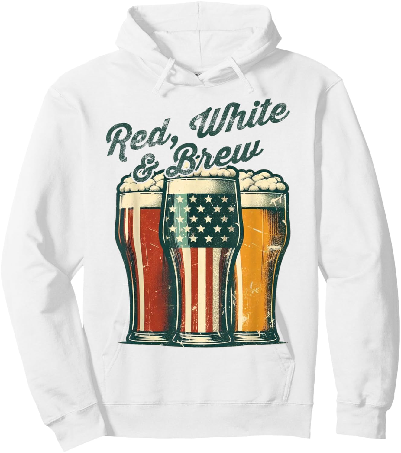 Red White and Brew Beer Lovers Patriots 4th of July American Hoodie - Hoodie | White