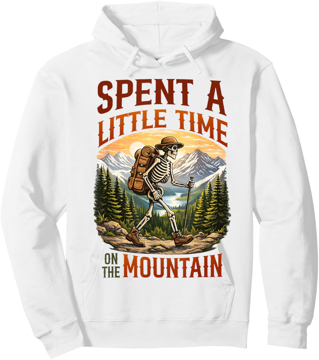 Spent A Little Time On The Mountain - Skeleton Hiking Hoodie - Hoodie | White