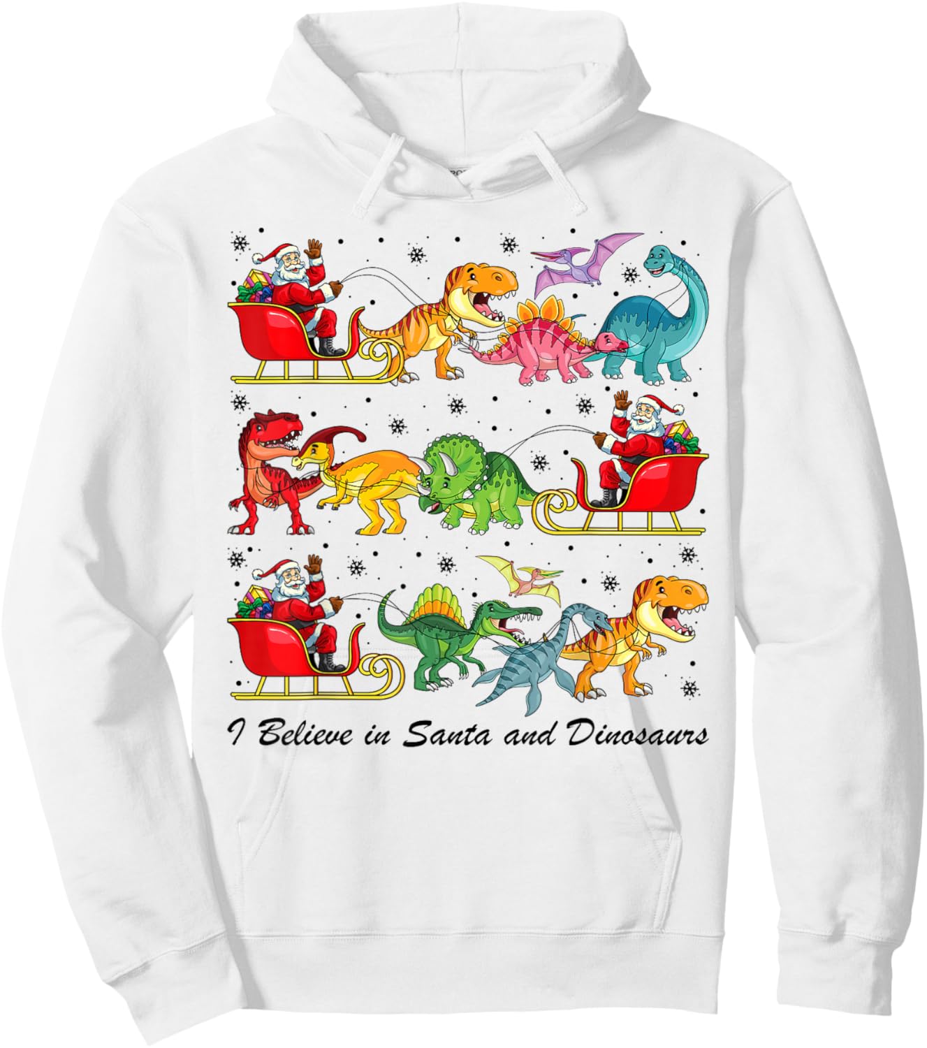 I Believe in Santa and Dinosaur Merry Christmas Boys Kids Hoodie - Hoodie | White