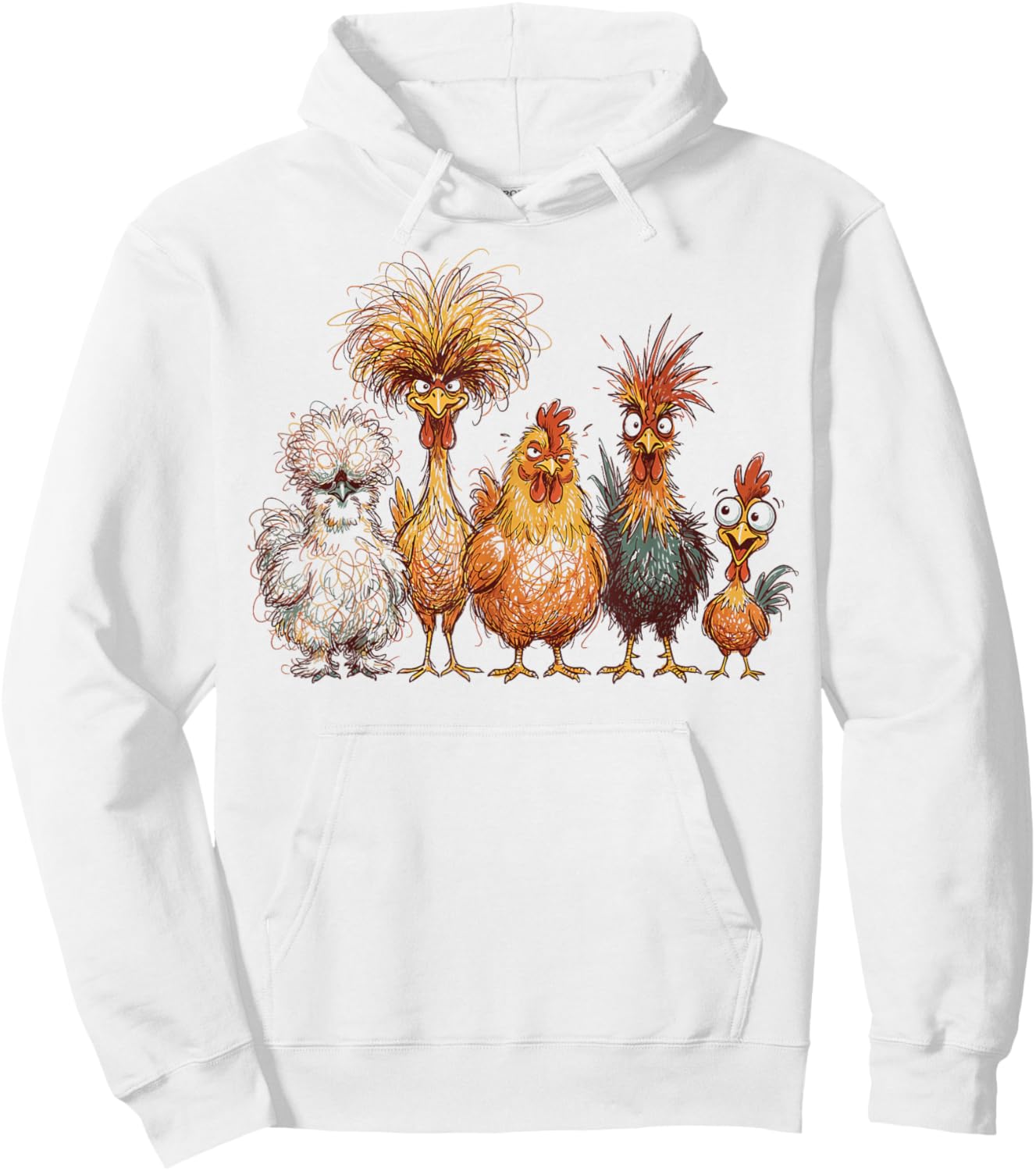 Crazy Chicken Squad Funny Messy Hair Farm Birds Cartoon Hoodie - Hoodie | White