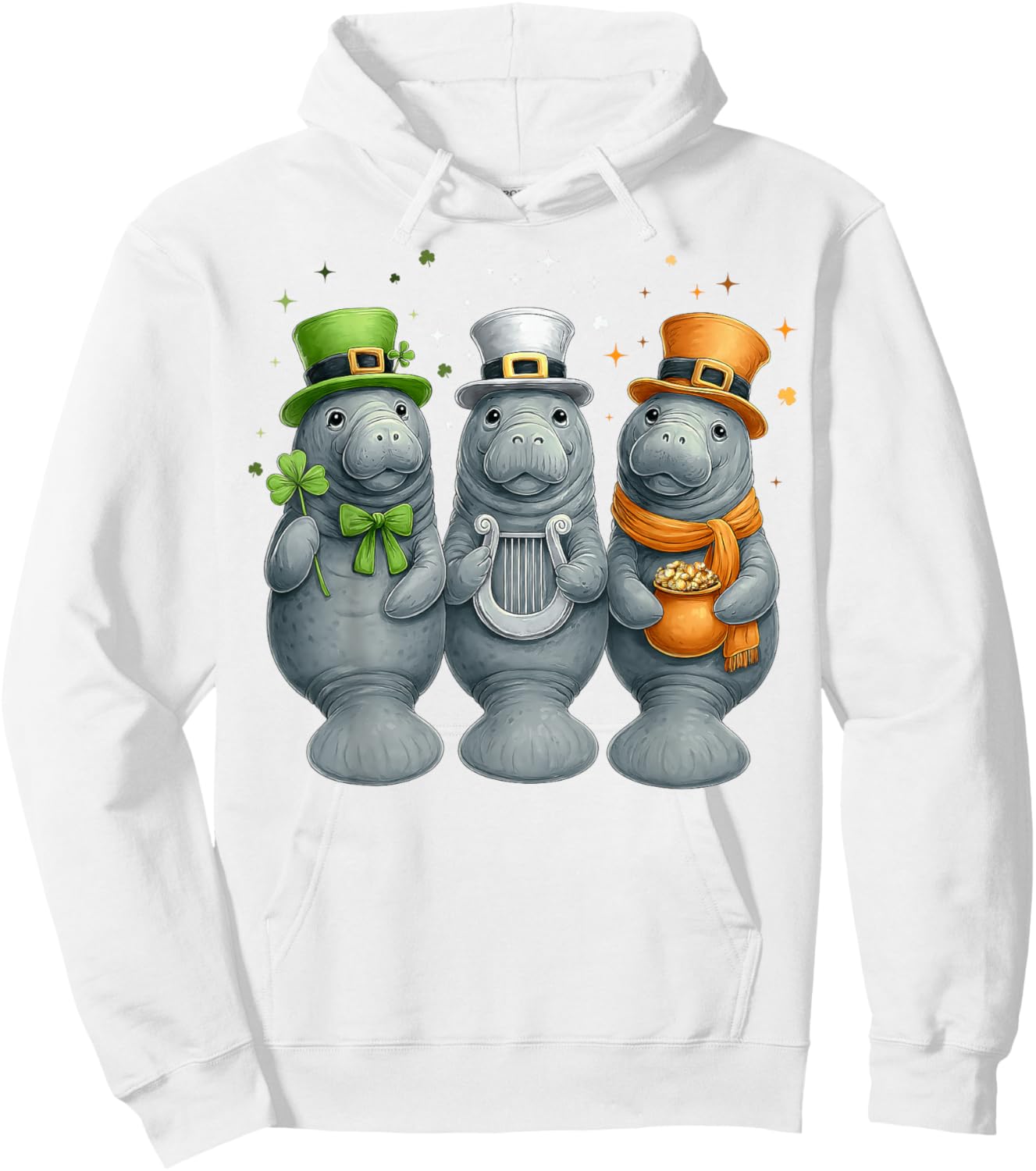 Manatee Floaty Potato Sea Cow St. Patricks Day Leprechaun Hoodie - Hoodie | White