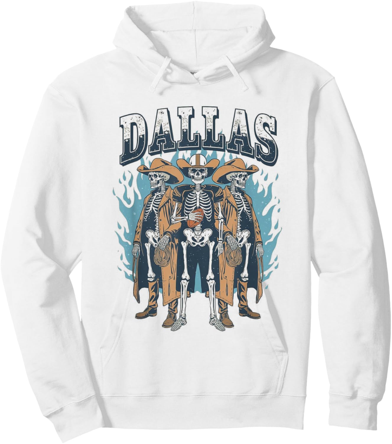 Dallas Skeleton Cowboys Western Vintage Football Hoodie - Hoodie | White