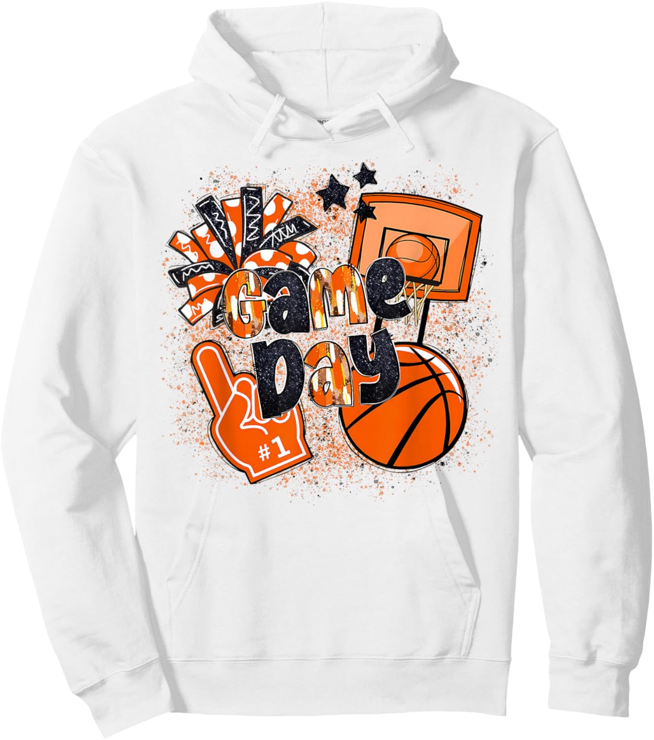 Game Day Basketball Boy Girl Men Women Basketball Mom Cheer Hoodie - Hoodie | White