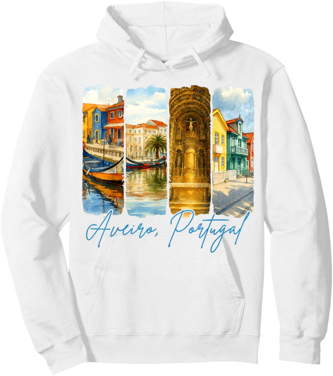 Aveiro Portugal Traveling Brushstroke Souvenir Vacation Hoodie - Hoodie | White