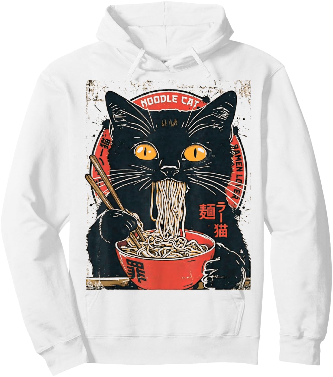 Noodle Cat Ramen Lover Japanese Food Cat Art Design Hoodie - Hoodie | White