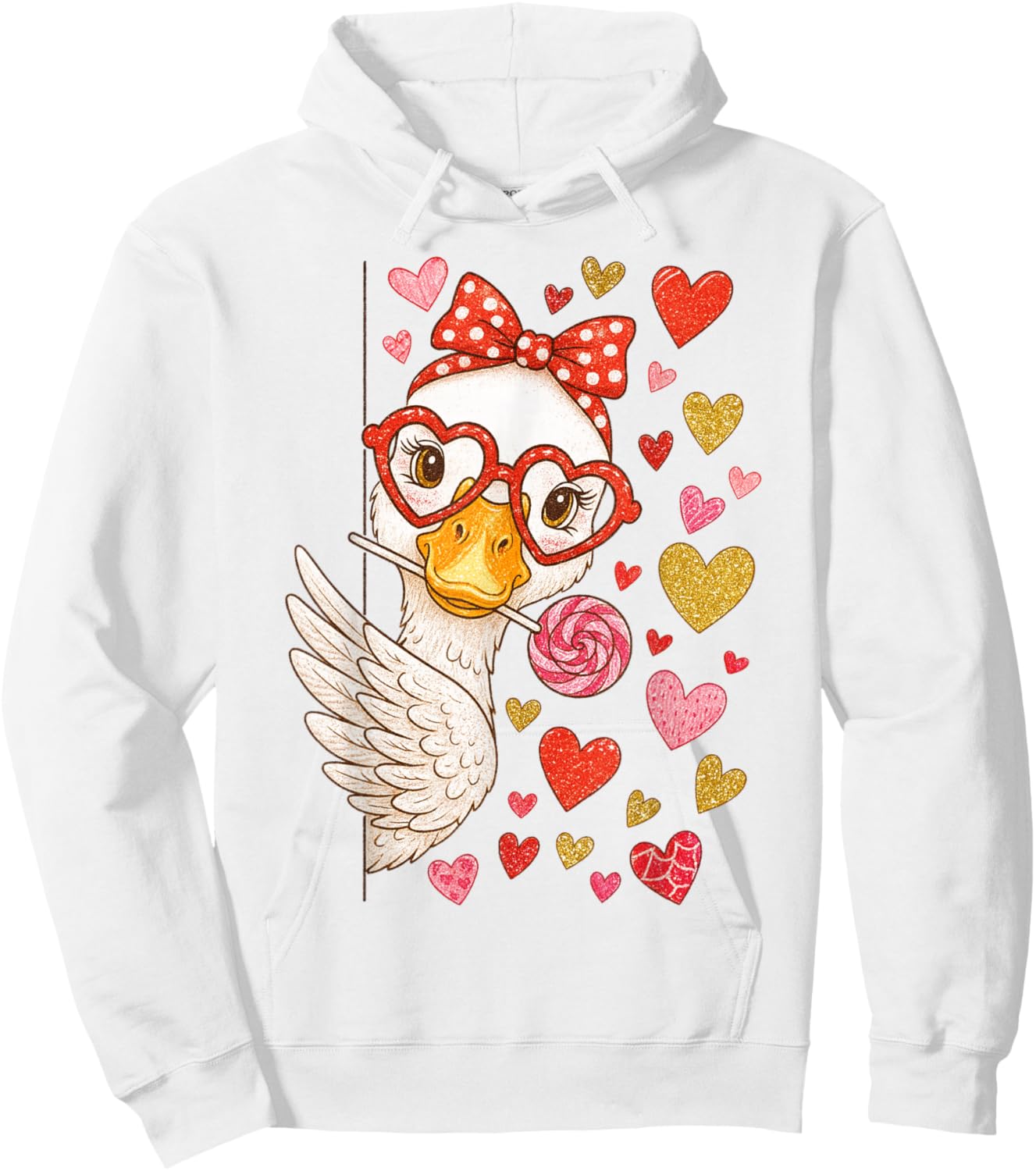 Cute Valentine Goose Coquette Funny Silly Goose Women Hoodie - Hoodie | White
