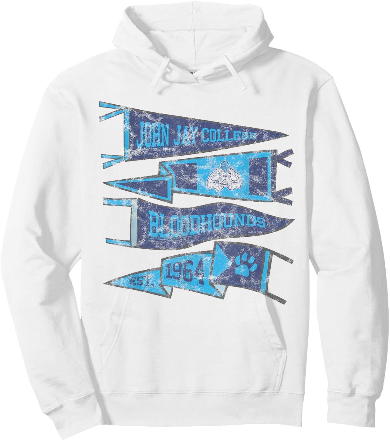 John Jay College of Criminal Justice Bloodhounds Pennants Hoodie - Hoodie | White