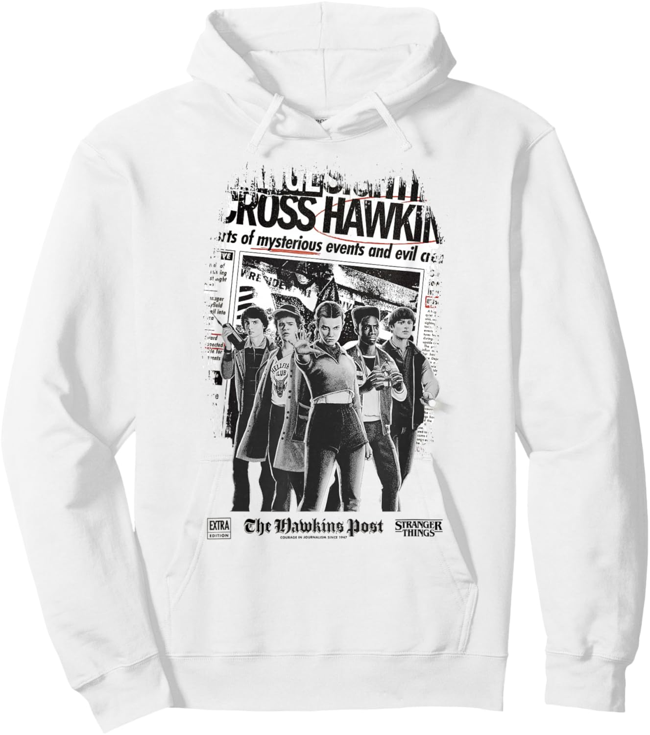 Stranger Things Eleven Mike Dustin Lucas Hawkins Post Hoodie - Hoodie | White