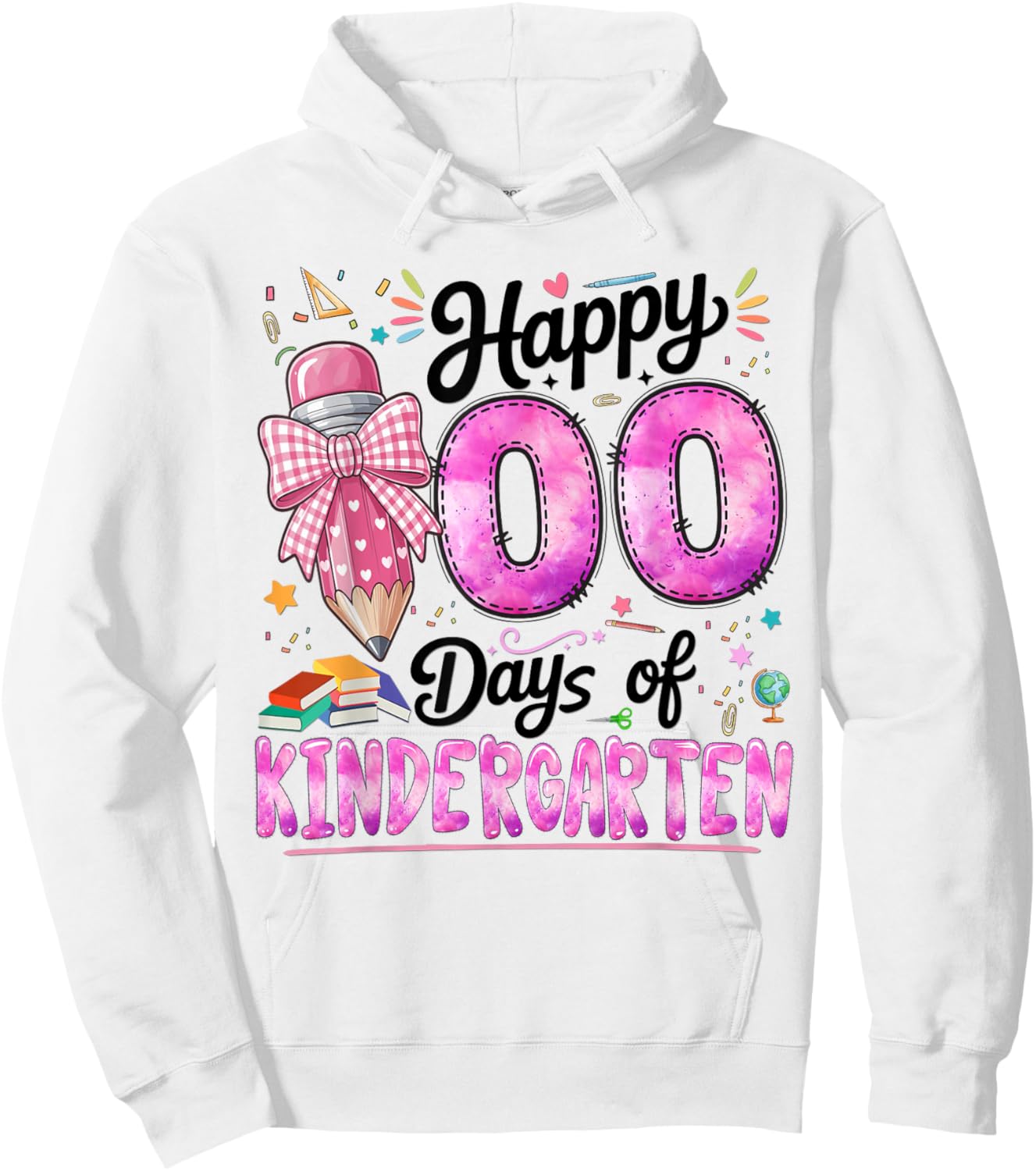 Happy 100 Days of School Teacher Kindergarten Girls Kids Hoodie - Hoodie | White