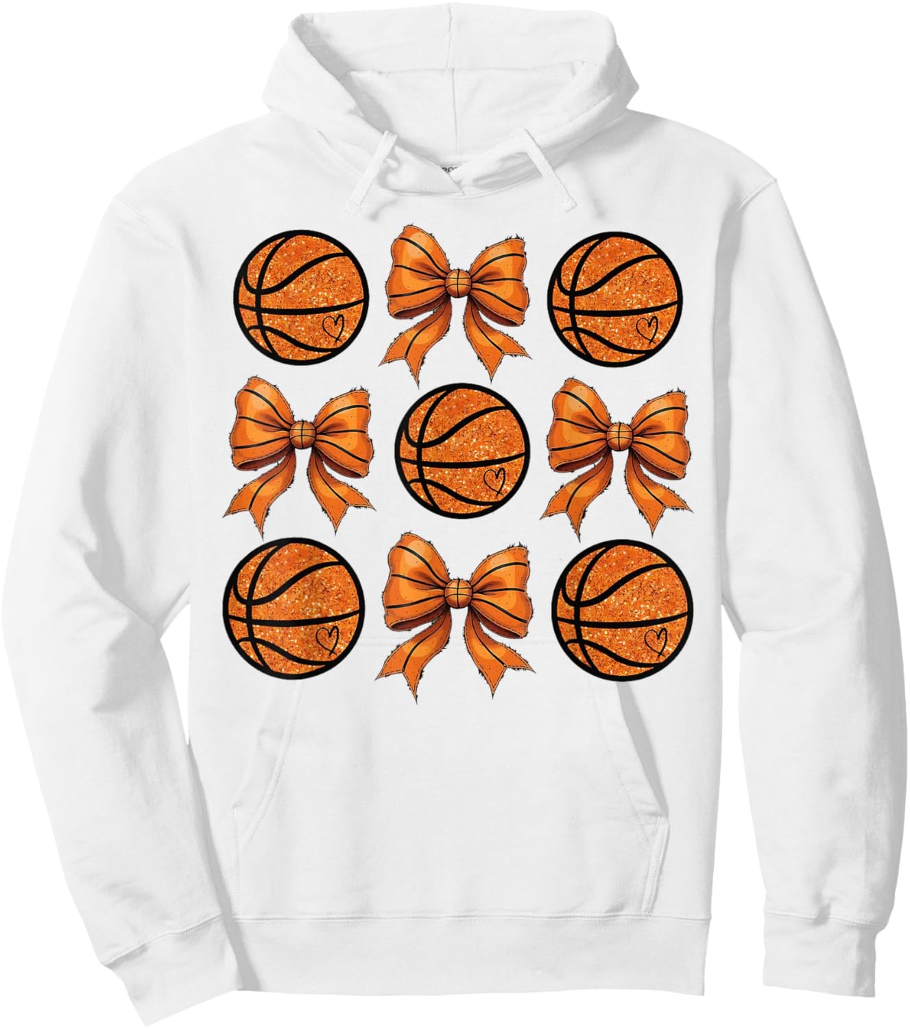 Basketball Bow Game Day Basketball Coquette Bow Women Girls Hoodie - Hoodie | White