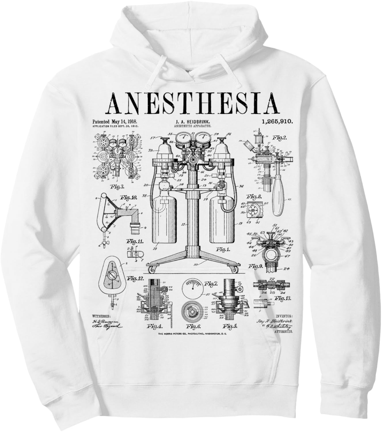 Nurse Doctor Anesthesia Medical Anesthetist Vintage Patent Hoodie - Hoodie | White