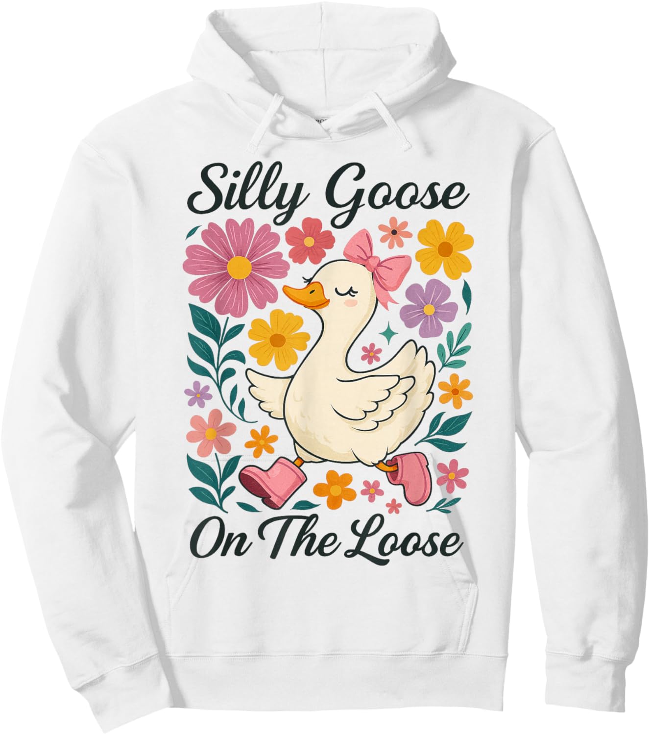 Funny Silly Goose On The Loose Silly Goose Girl Kids Hoodie - Hoodie | White