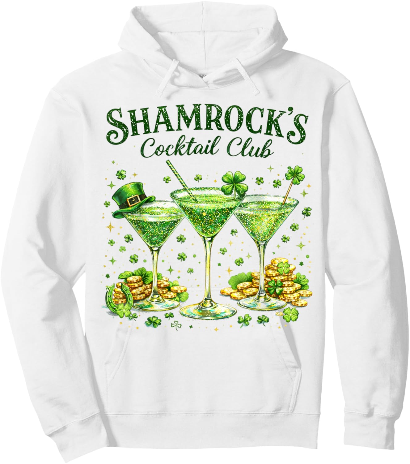 St. Patrick's Day Drinking Martini Shamrock's Cocktail Club Hoodie - Hoodie | White