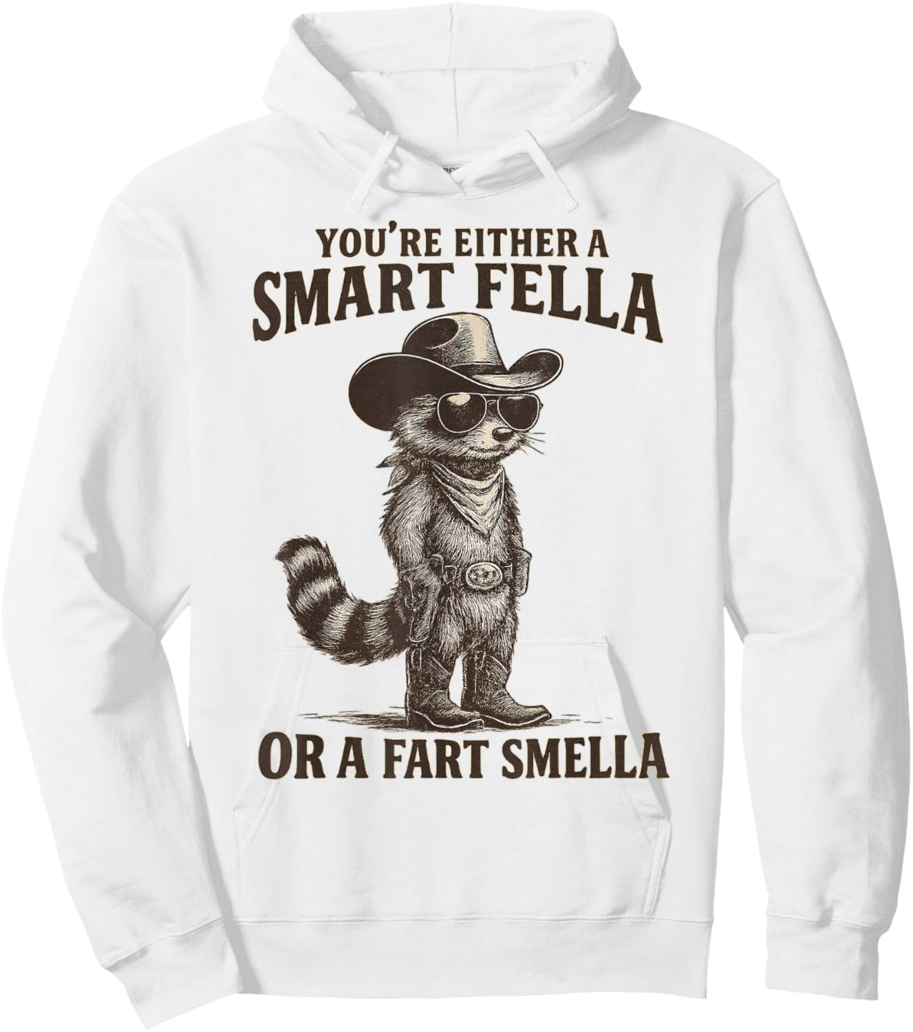You're Either A Smart Fella Or A Fart Smella Vintage Raccoon Hoodie - Hoodie | White