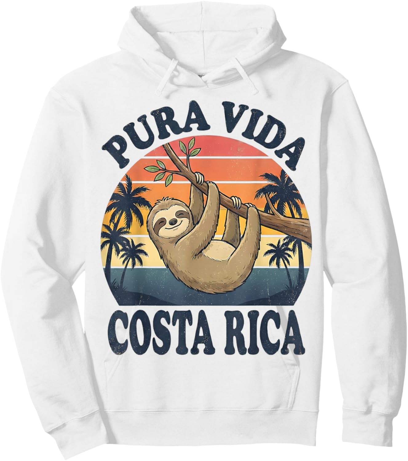 Vacation Tropical Pura Vida Sloth Costa Rica Hoodie - Hoodie | White