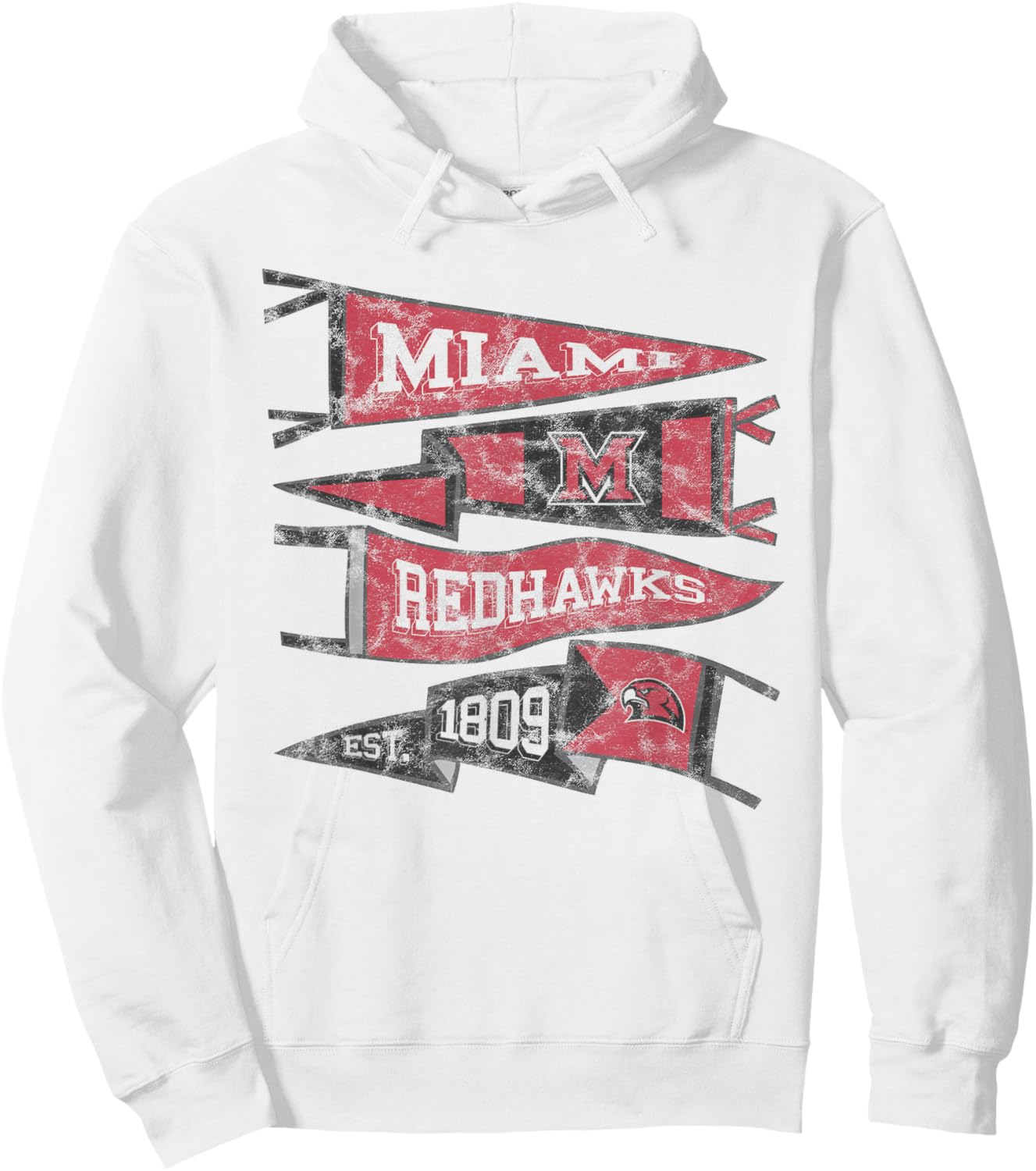Miami University Ohio Redhawks Distressed Pennants Hoodie - Hoodie | White
