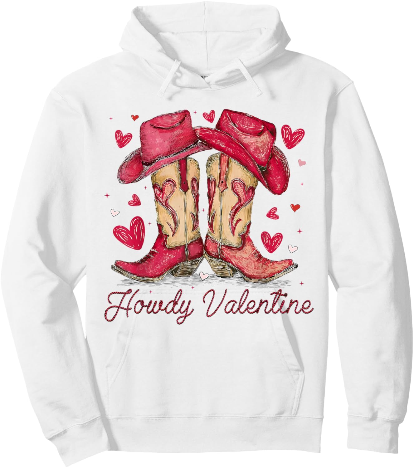 Howdy Valentine Cowboy Boots Coquette Bow Girl Women Kids Hoodie - Hoodie | White