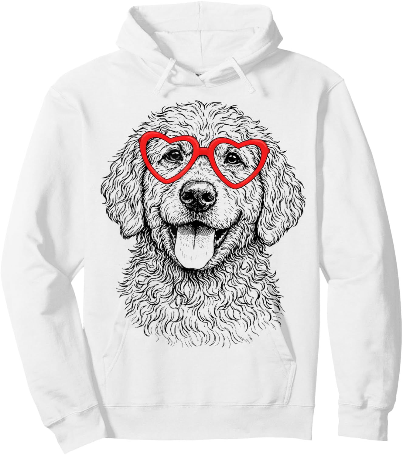 Funny Goldendoodle Face Heart Glasses Dog Valentine’s Day Hoodie - Hoodie | White