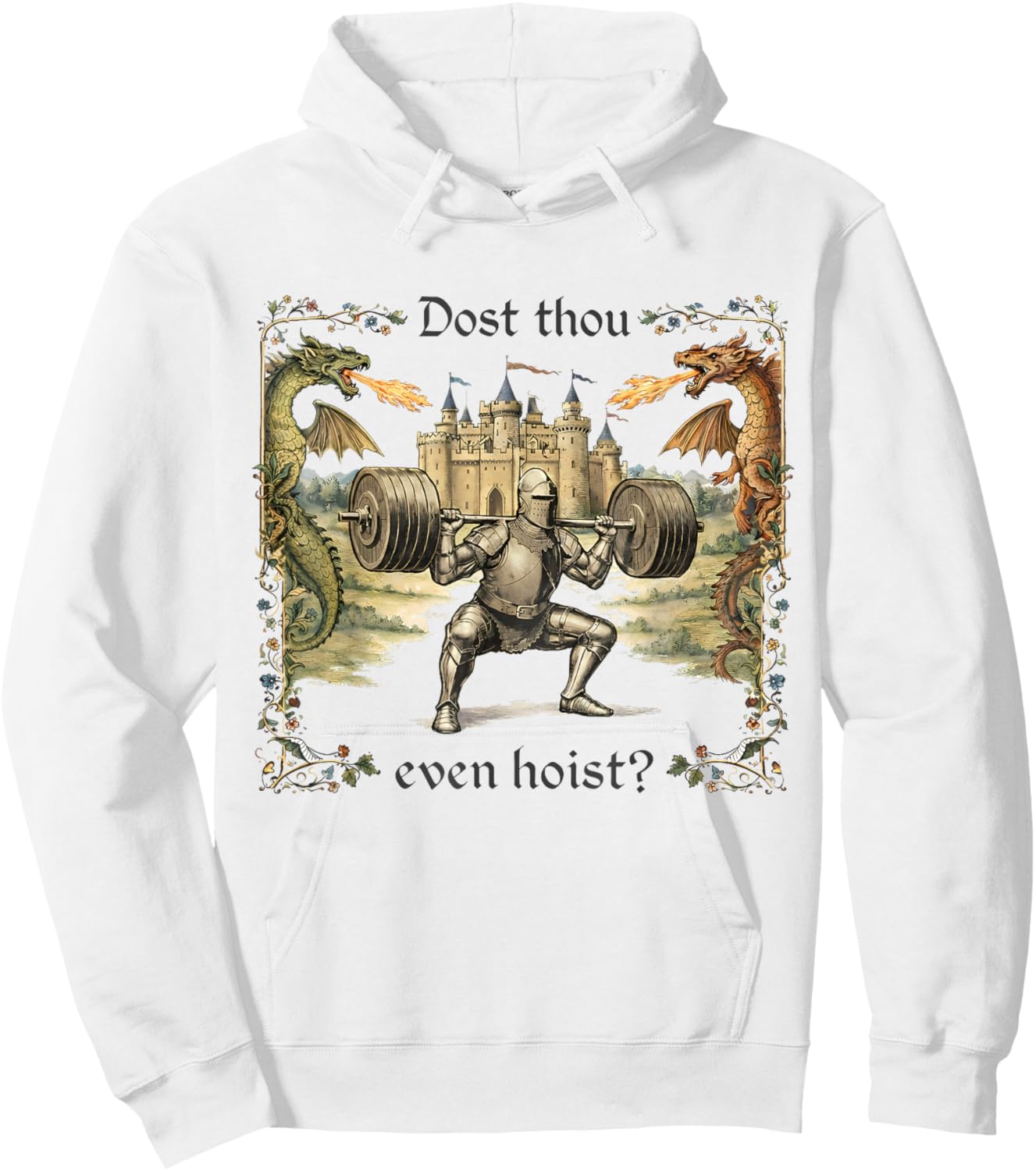 Dost Thou Even Hoist Medieval Gym Meme Retro Funny Lifting Hoodie - Hoodie | White
