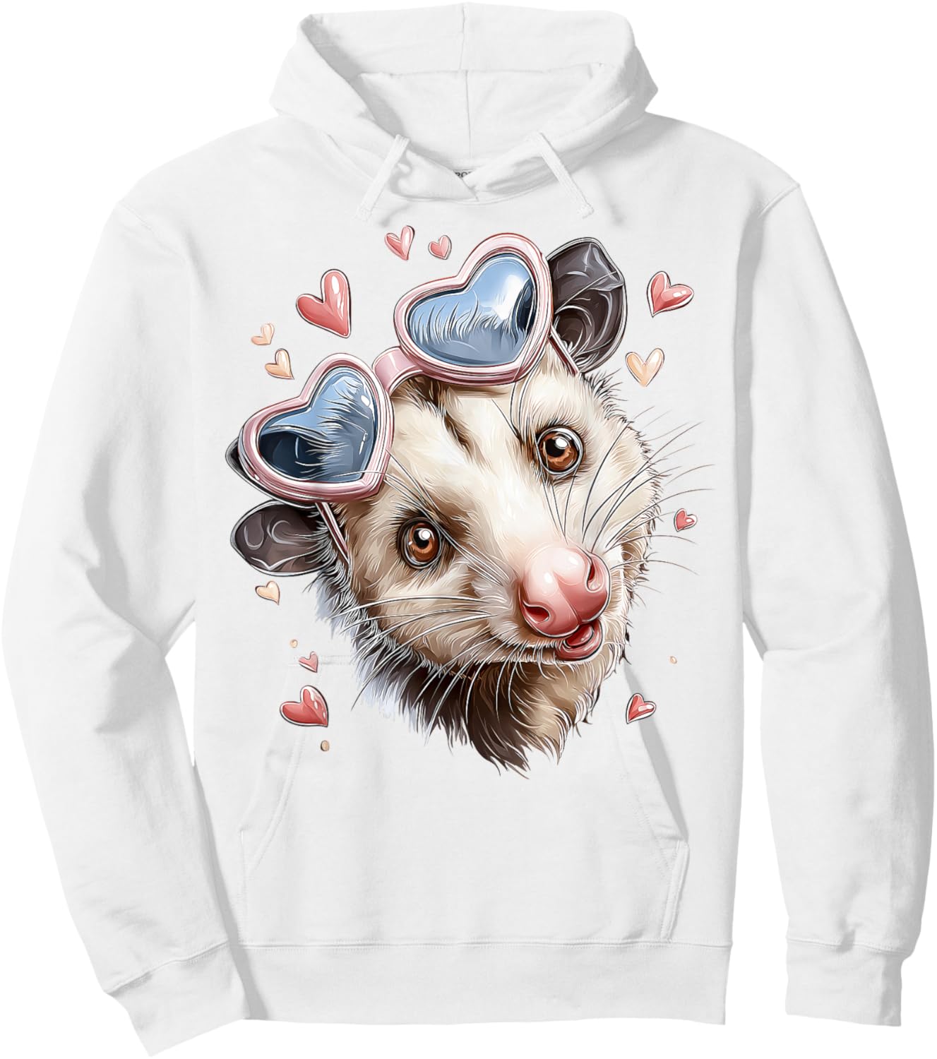 Opossum Possum Valentine's Day Heart Sunglasses Hoodie - Hoodie | White