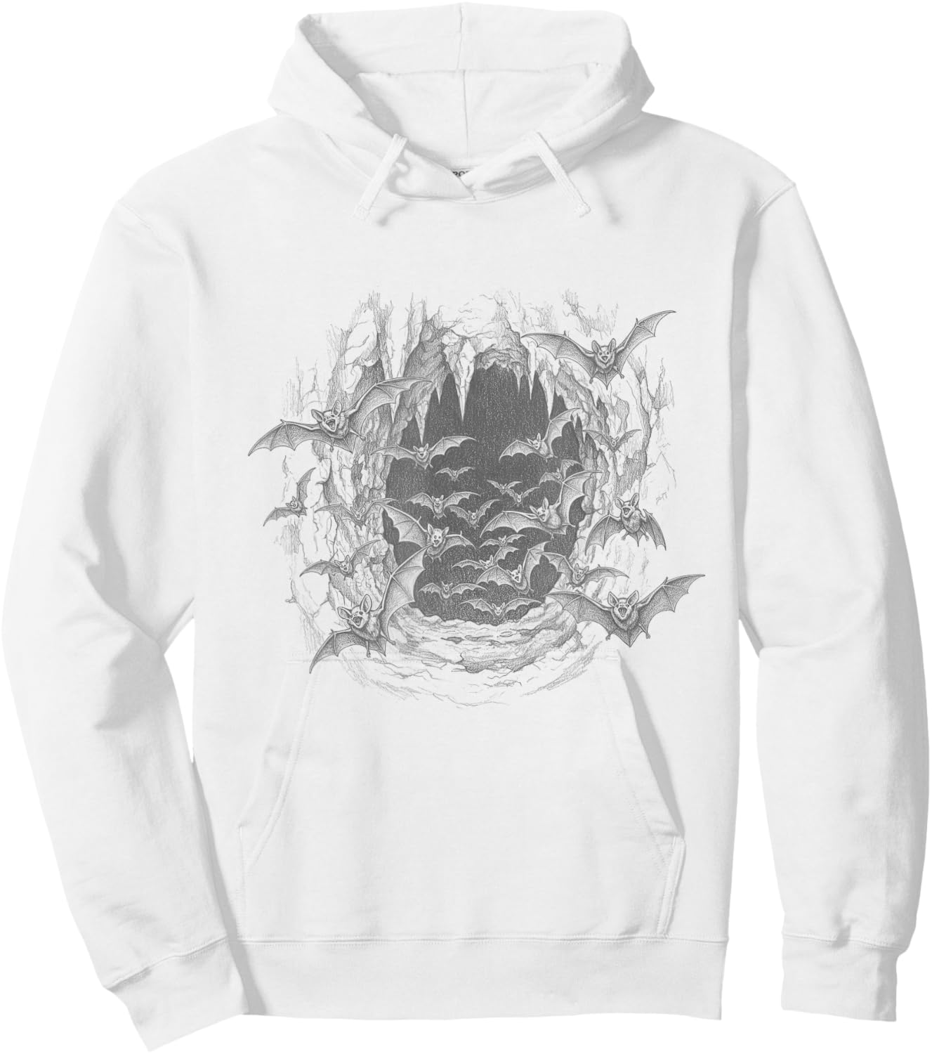Vintage Vampire Bats Cave Scene Drawing Art Design Hoodie - Hoodie | White