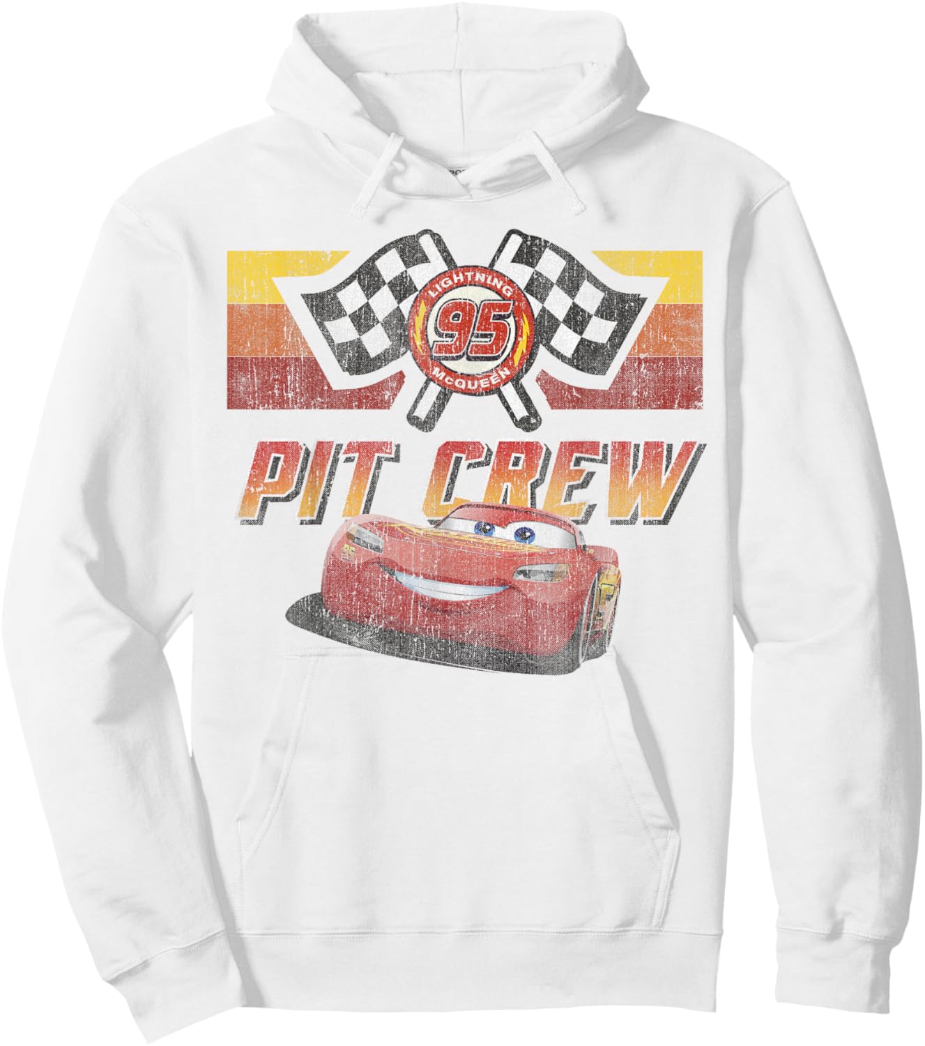 Disney Pixar Cars McQueen Pit Crew Red Distressed Hoodie - Hoodie | White