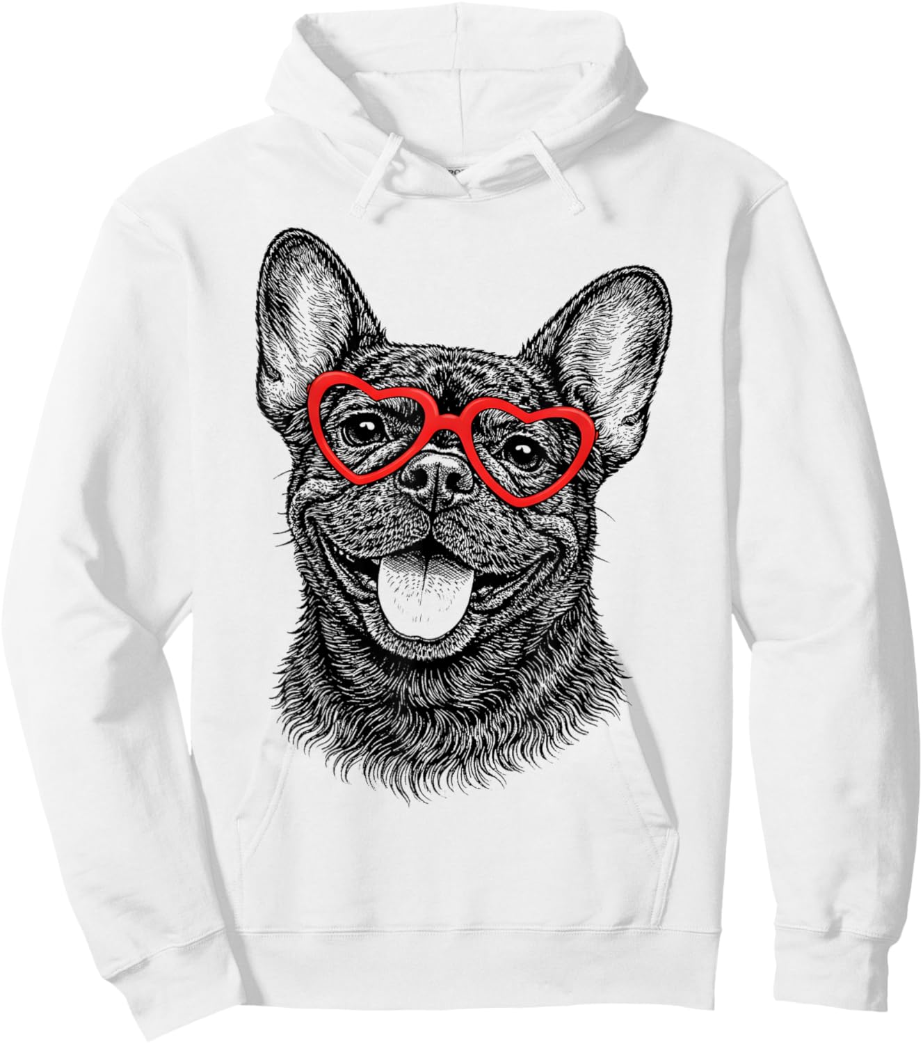 Funny French Bulldog Face Heart Glasses Dog Valentine's Day Hoodie - Hoodie | White