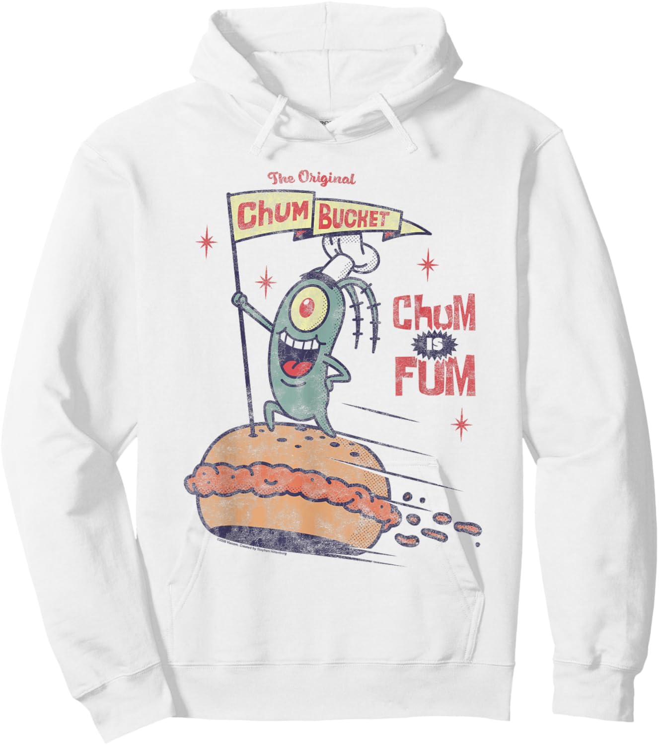 Spongebob Plankton Retro Chum Bucket Banner Cartoon Hoodie - Hoodie | White