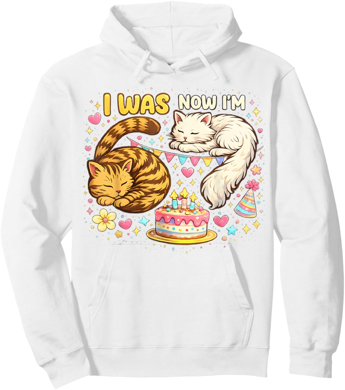 I was 6 Now I'm 7 Birthday 7 Years Old Birthday Funny Cats Hoodie - Hoodie | White