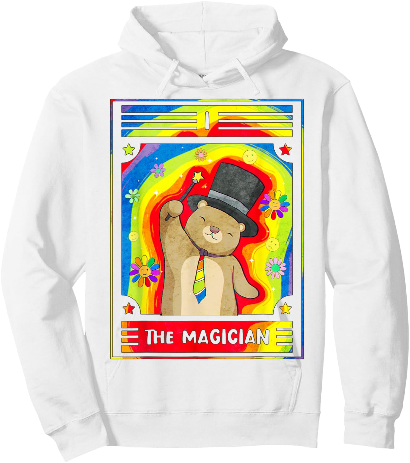 Kidcore Aesthetic The Magician Tarot Card Kawaii Bear Retro Hoodie - Hoodie | White