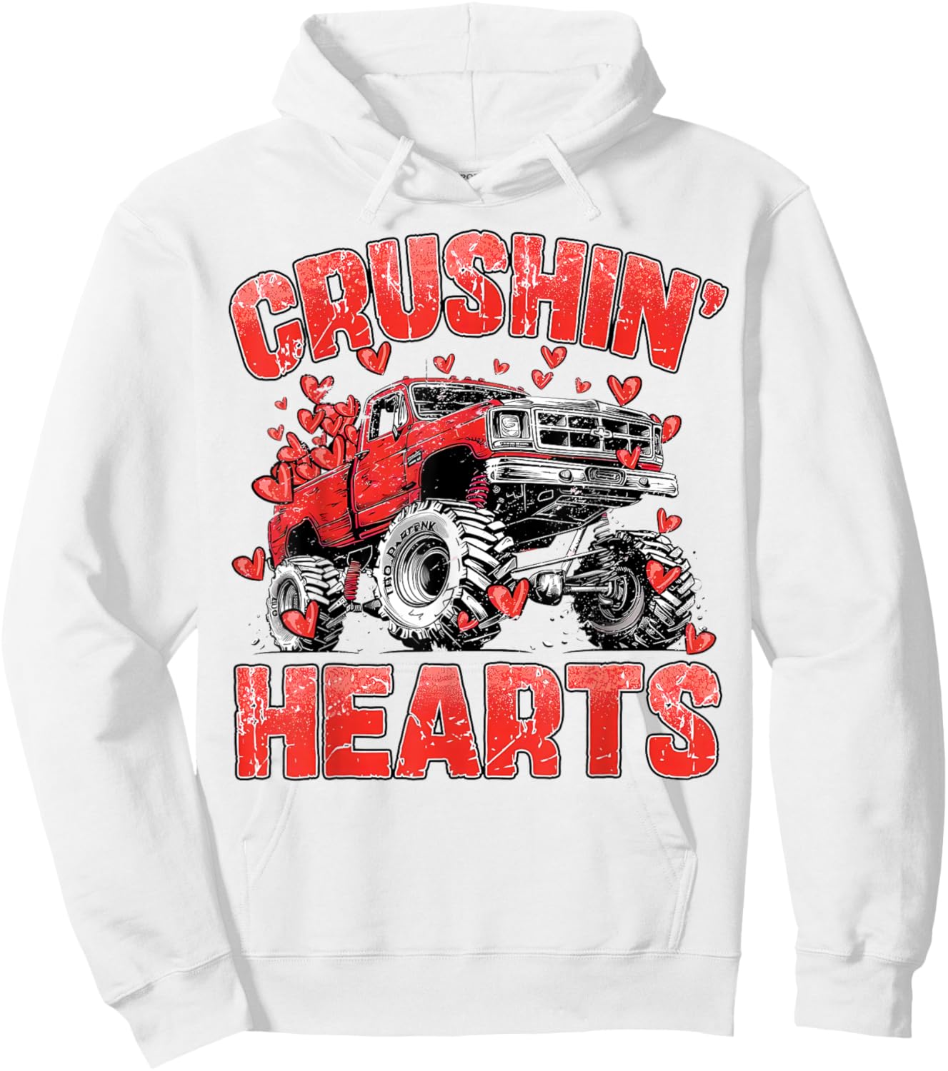 Crushin Hearts Valentine Truck XOXO Boy Kids Toddler Hoodie - Hoodie | White