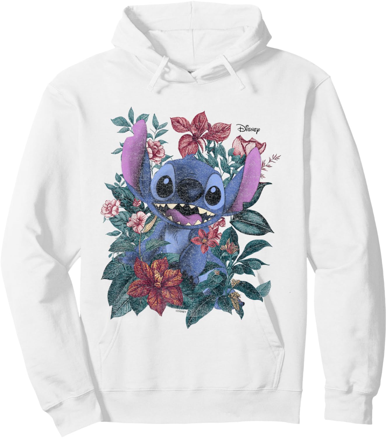 Disney Lilo & Stitch Floral Garden Character Art Hoodie - Hoodie | White