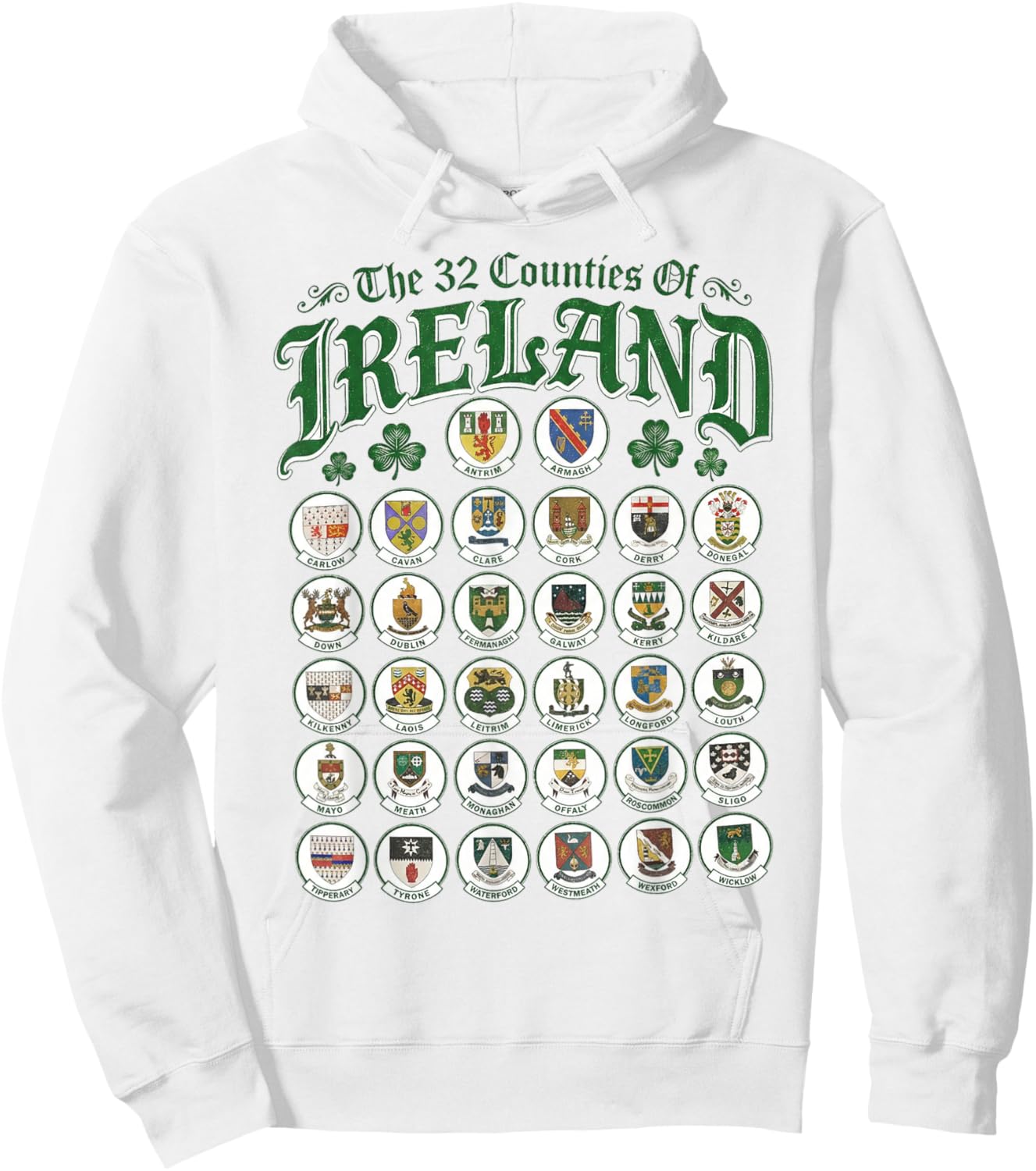 Vintage Ireland Counties Celtic Heritage Gift St Patrick Day Hoodie - Hoodie | White