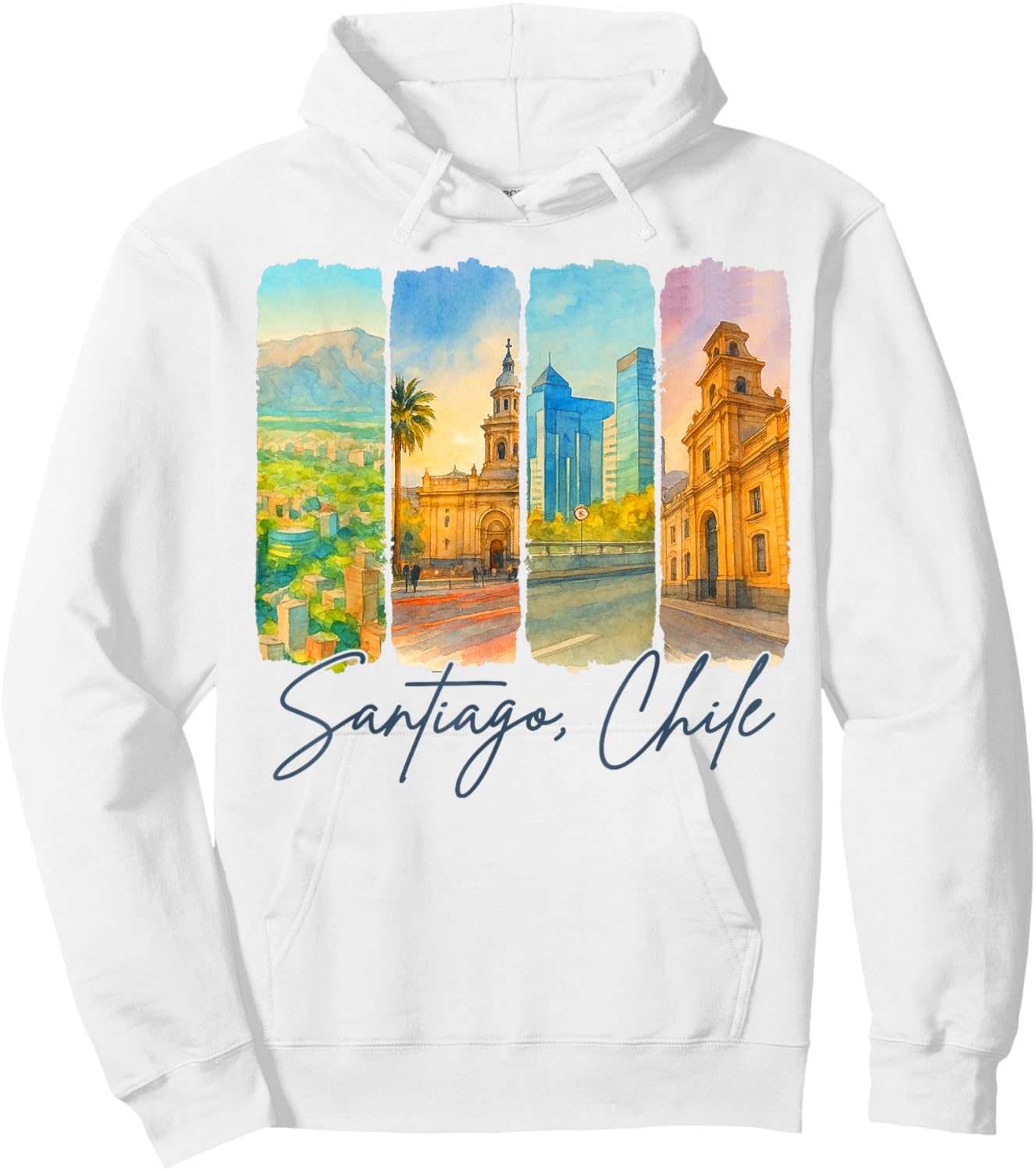 Santiago Chile Traveling Trip Brushstroke Souvenir Vacation Hoodie - Hoodie | White
