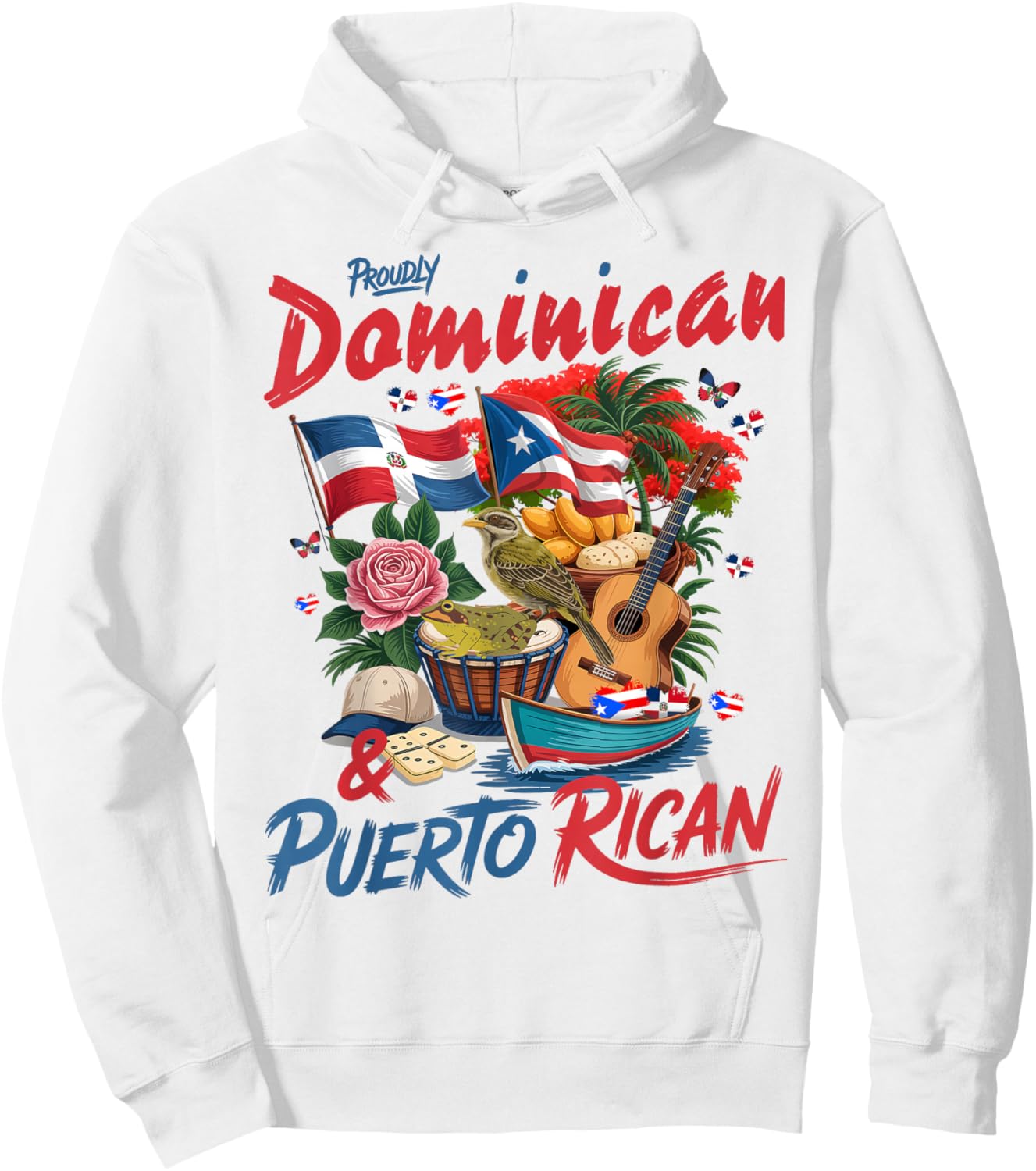 Puerto Rican & Dominican Flag Idea Dominican Theme Hoodie - Hoodie | White