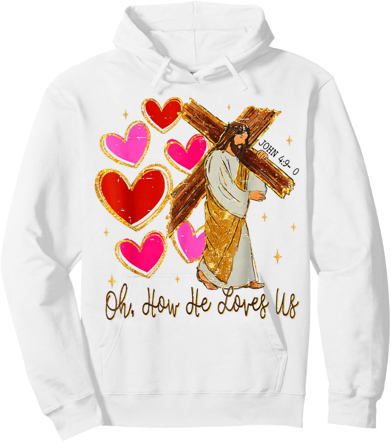 oh, How he Love us - Jesus Valentine Hoodie - Hoodie | White