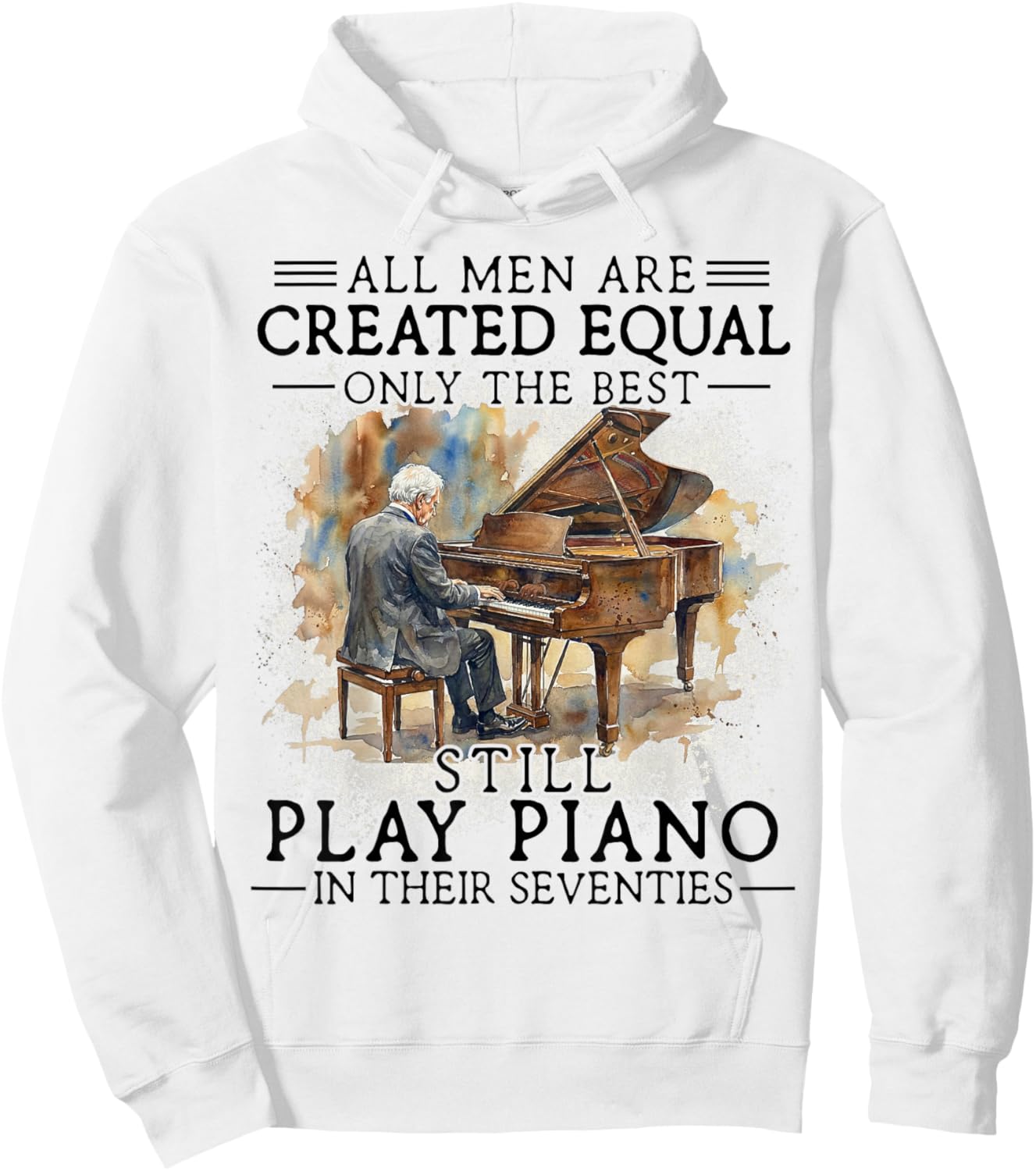70th Birthday Piano Gift Men 70 Years Old in Their Seventies Hoodie - Hoodie | White