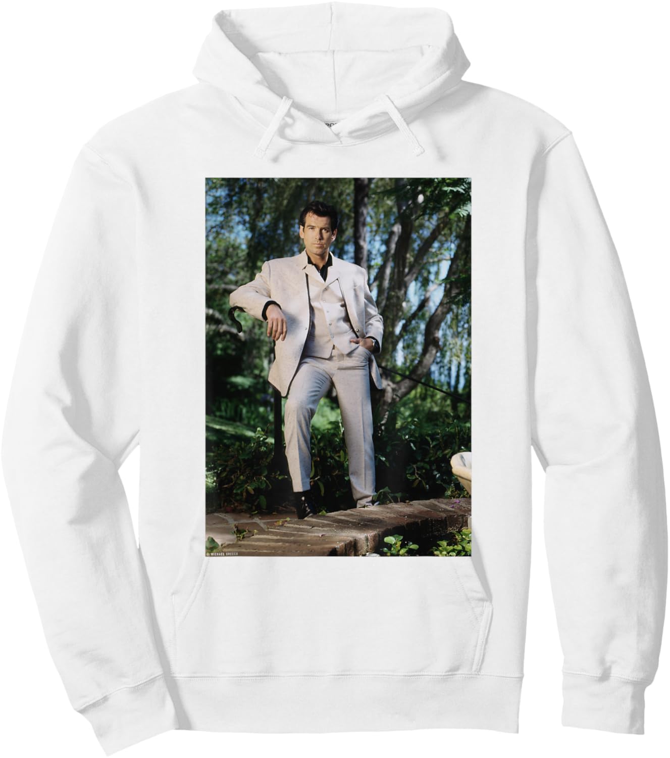 Pierce Brosnan James Bond Actor GoldenEye by Michael Grecco Hoodie - Hoodie | White