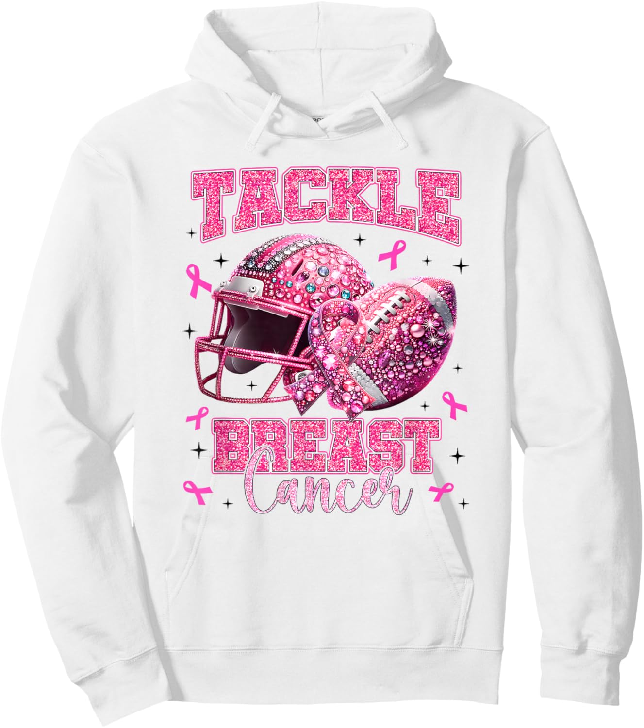 Tackle Breast Cancer Awareness Football Pink Out Cheer Hoodie - Hoodie | White