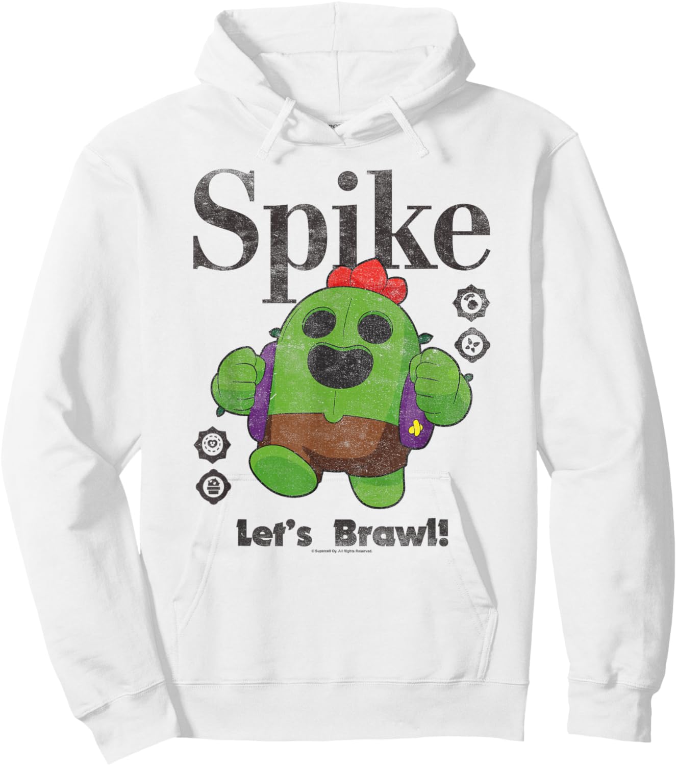 Brawl Stars Spike The Legendary Brawler Distressed Poster Hoodie - Hoodie | White
