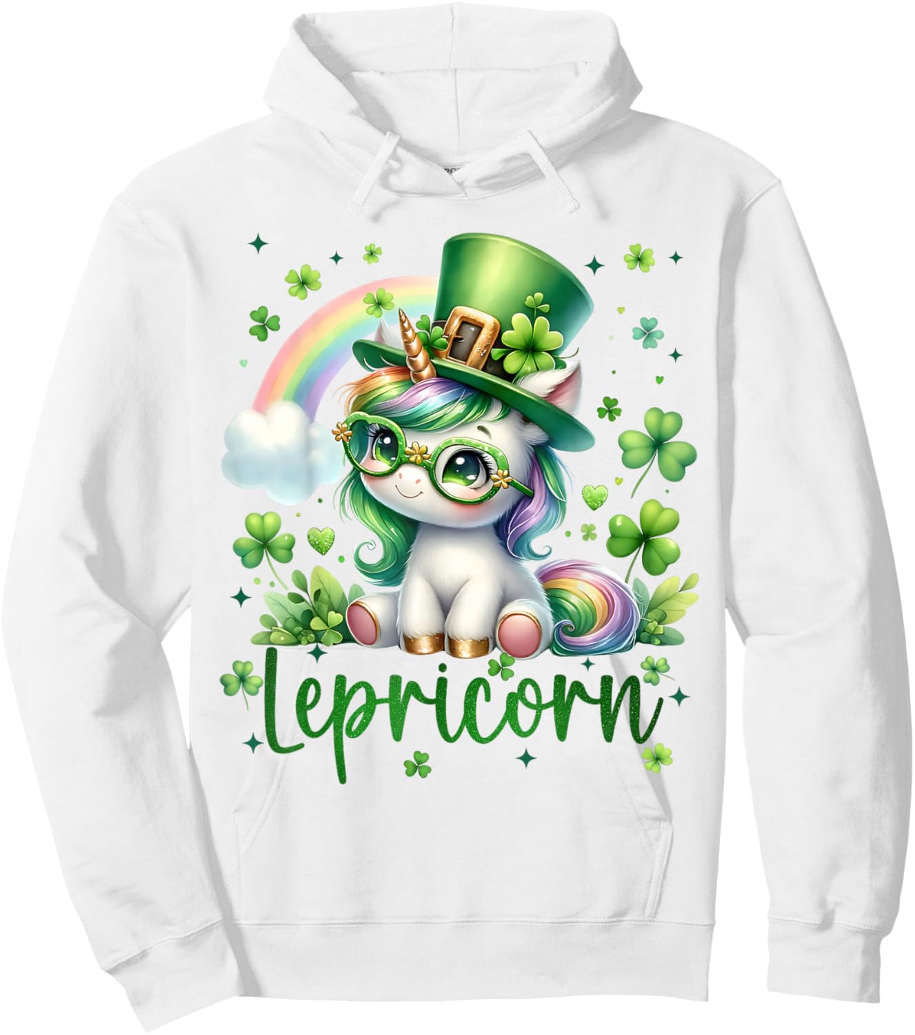 Lepricorn Cute Unicorn Shamrock St Patricks Girl Kid Toddler Hoodie - Hoodie | White