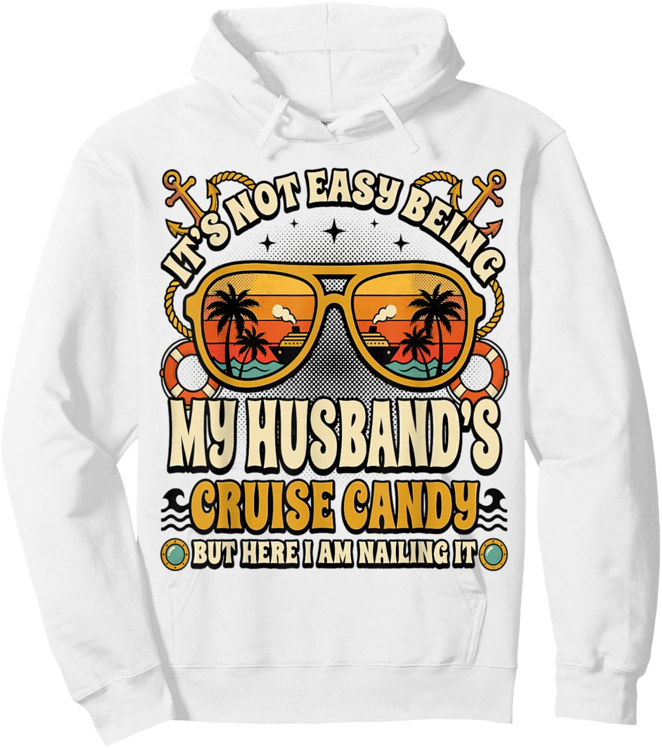 Matching Cruise Couples Funny Candy Husband and Wife Hoodie - Hoodie | White